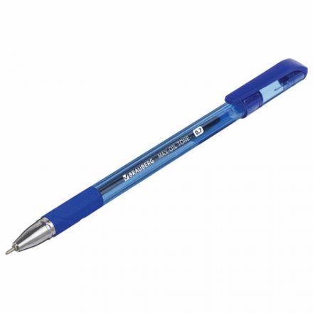 Ручка шариковая масляная с грипом BRAUBERG "Max-Oil Tone", СИНЯЯ, узел 0,7 мм, линия письма 0,35 мм, 142693