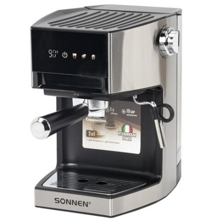 Кофеварка рожковая с дисплеем SONNEN CM-2066, ручной капучинатор, сенсор, 1 л, 950 Вт, 19 бар, 457882 Кофеварка рожковая с дисплеем SONNEN CM-2066, ручной капучинатор, сенсор, 1 л, 950 Вт, 19 бар, 457882