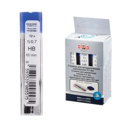 Грифели запасные 0,7 мм, HB, KOH-I-NOOR, КОМПЛЕКТ 12 шт., 4162/HB, 41620HB007PKRU Грифели запасные 0,7 мм, HB, KOH-I-NOOR, КОМПЛЕКТ 12 шт., 4162/HB, 41620HB007PKRU