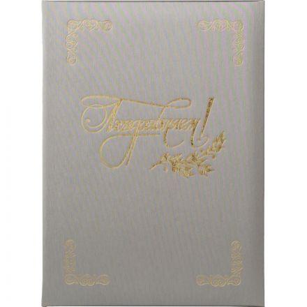 Папка адресная ПОЗДРАВЛЯЕМ, танго, серебро, А4