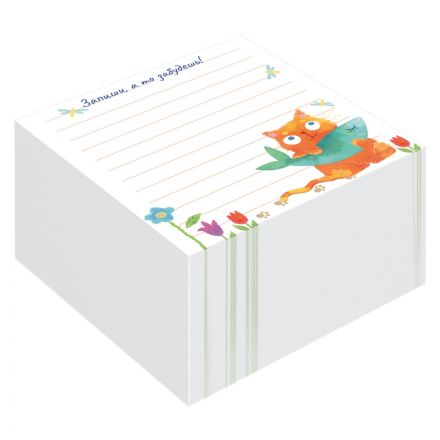 Блок для записей Комус Класс 90х90х50 мм, Colorpics, линовка 100г, склейка Блок для записей Комус Класс 90х90х50 мм, Colorpics, линовка 100г, склейка