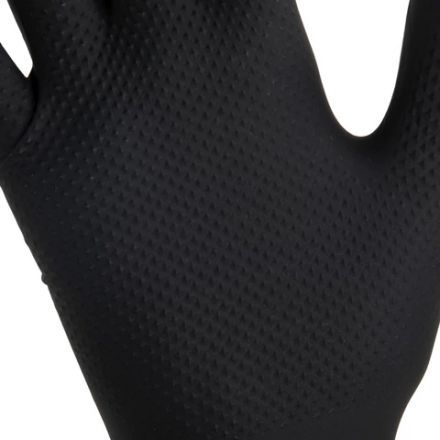 Перчатки нитриловые сверхпрочные с текстурой SFM MEGA TEX BLACK, Германия, 25 пар (50 штук), размер 7-8 (средний)