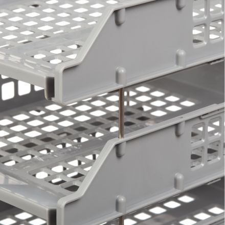 Лоток для бумаг горизонтальный Стамм Strong на металлических стержнях серый (3 штуки в упаковке) Лоток для бумаг горизонтальный Стамм Strong на металлических стержнях серый (3 штуки в упаковке)