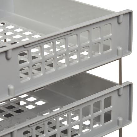 Лоток для бумаг горизонтальный Стамм Strong на металлических стержнях серый (3 штуки в упаковке) Лоток для бумаг горизонтальный Стамм Strong на металлических стержнях серый (3 штуки в упаковке)