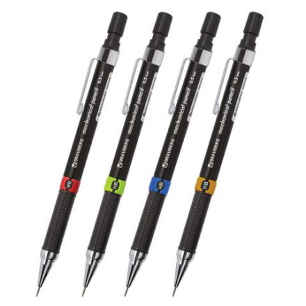 Карандаш механический 0,5 мм, BRAUBERG "Ring", ластик, корпус черный, детали ассорти, 181418 Карандаш механический 0,5 мм, BRAUBERG "Ring", ластик, корпус черный, детали ассорти, 181418