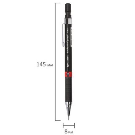 Карандаш механический 0,5 мм, BRAUBERG "Ring", ластик, корпус черный, детали ассорти, 181418 Карандаш механический 0,5 мм, BRAUBERG "Ring", ластик, корпус черный, детали ассорти, 181418