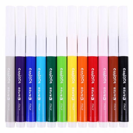 Фломастеры утолщенные CARIOCA (Италия) "Bravo", 12 цветов, суперсмываемые, 42755 Фломастеры утолщенные CARIOCA (Италия) "Bravo", 12 цветов, суперсмываемые, 42755