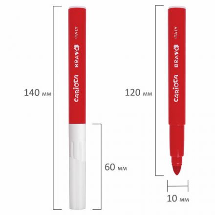 Фломастеры утолщенные CARIOCA (Италия) "Bravo", 12 цветов, суперсмываемые, 42755 Фломастеры утолщенные CARIOCA (Италия) "Bravo", 12 цветов, суперсмываемые, 42755