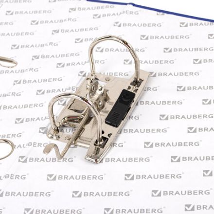 Папка-регистратор, покрытие пластик, 50 мм, ПРОЧНАЯ, с уголком, BRAUBERG, синяя, 226590