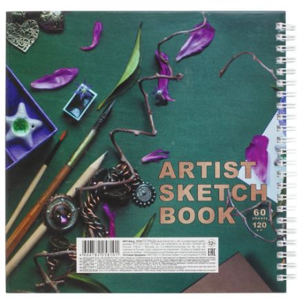 Скетчбук, белая бумага 120 г/м2, 210х210 мм, 60 л., гребень, "Будем рисовать", 049516, 60Тт4Aгр_17231