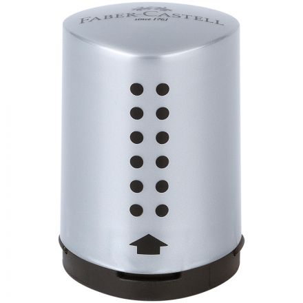 Точилка пластиковая Faber-Castell "Grip 2001 Mini" 1 отверстие, контейнер, серебряная Точилка пластиковая Faber-Castell "Grip 2001 Mini" 1 отверстие, контейнер, серебряная