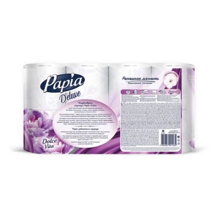 Бумага туалетная быт., спайка 8 шт., 4-слойная (8х16,5м), PAPIA DELUXE, аромат Dolce Vita, 5080749 Бумага туалетная быт., спайка 8 шт., 4-слойная (8х16,5м), PAPIA DELUXE, аромат Dolce Vita, 5080749