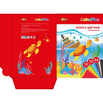 Бумага цветная №1School ColorPics А4,10л,10цв,тонированная в массе Бумага цветная №1School ColorPics А4,10л,10цв,тонированная в массе