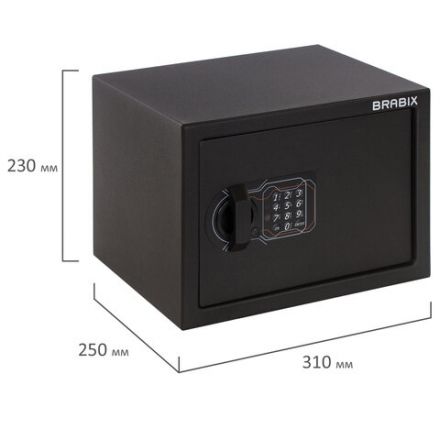 Сейф мебельный BRABIX "SF-230EL", 230х310х250 мм, электронный замок, черный, 291147, S103BR211614 Сейф мебельный BRABIX "SF-230EL", 230х310х250 мм, электронный замок, черный, 291147, S103BR211614