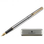 Ручка перьевая DIPLOMAT Traveller stainless steel gold F синий D10057453