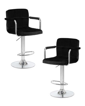 Набор 2 шт Стул барный DOBRIN KRUGER ARM, черный велюр (MJ9-101)