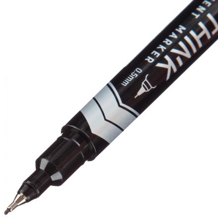 Маркер перманентный двусторонний Deli Think 0,5/1 мм черный EU211-BK Маркер перманентный двусторонний Deli Think 0,5/1 мм черный EU211-BK