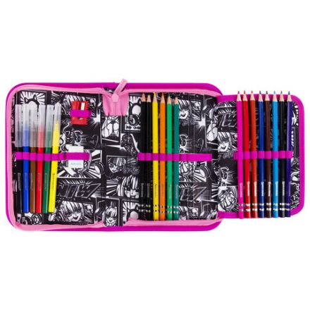 Пенал BRAUBERG с наполнением, 1 отделение, 1 откидная планка, 24 предмета, 21х14 см, "Anime movie", 272349