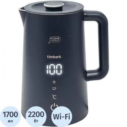 Чайник электрический Timberk T-EK21S104WF, 2200Вт, 1.7л, Wi-Fi, черный
