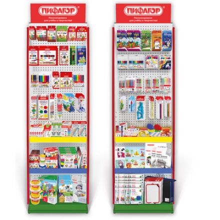 Стойка для размещения товара напольная ПИФАГОР, 2050x600x500 мм, 25 крючков, 3 полки, металл, 504878 Стойка для размещения товара напольная ПИФАГОР, 2050x600x500 мм, 25 крючков, 3 полки, металл, 504878