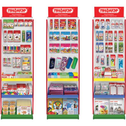 Стойка для размещения товара напольная ПИФАГОР, 2050x600x500 мм, 25 крючков, 3 полки, металл, 504878 Стойка для размещения товара напольная ПИФАГОР, 2050x600x500 мм, 25 крючков, 3 полки, металл, 504878