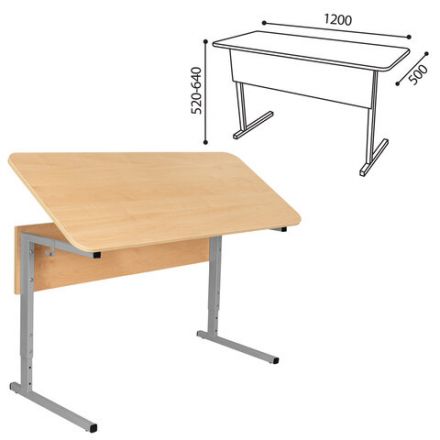 Стол-парта 2-местный, регулируемый угол, СУТ.55-01, 1200х500х520-640 мм, рост 2-4, серый каркас, ЛДСП клён Стол-парта 2-местный, регулируемый угол, СУТ.55-01, 1200х500х520-640 мм, рост 2-4, серый каркас, ЛДСП клён