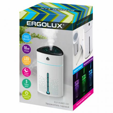 Увлажнитель воздуха ERGOLUX ELX-HUM01-C01, объем бака 1 л, 5 Вт, подсветка, белый Увлажнитель воздуха ERGOLUX ELX-HUM01-C01, объем бака 1 л, 5 Вт, подсветка, белый