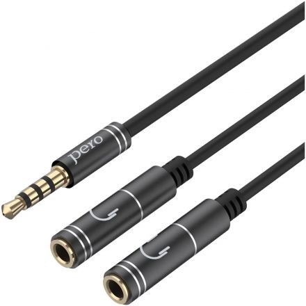 Разветвитель аудио PERO AD07 PREMIUM AUX SPLITTER, черный