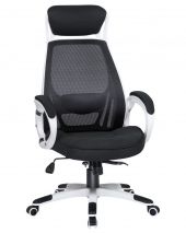 Офисное кресло для руководителей DOBRIN STEVEN WHITE, белый пластик и чёрная ткань