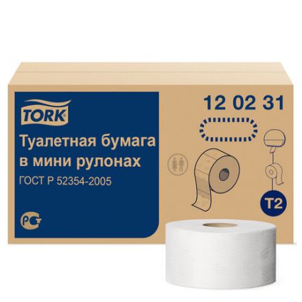 Бумага туалетная 170 метров, Tellus/TORK (Система T2) ADVANCED, КОМПЛЕКТ 12 рулонов, 2-слойная, белая, 120231