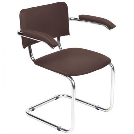 Конференц-стул Silwia Arm коричневый (искусственная кожа/металл хромированный)
