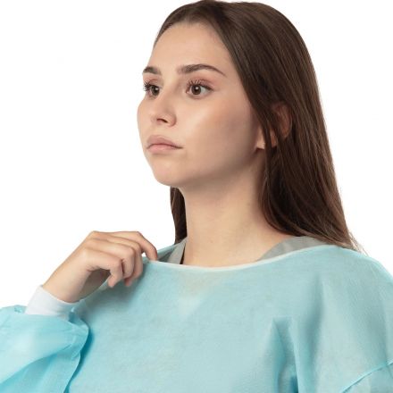 Халат хирург. н/с  140см, пл.42, голубой р-р 52-54  1шт./уп