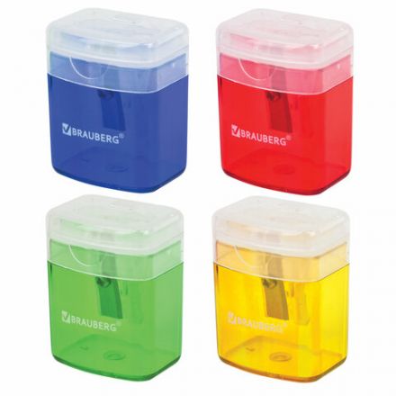 Точилка BRAUBERG "OfficeBox", с контейнером и крышкой, прямоугольная, в упаковке с подвесом, ассорти, 222494 Точилка BRAUBERG "OfficeBox", с контейнером и крышкой, прямоугольная, в упаковке с подвесом, ассорти, 222494