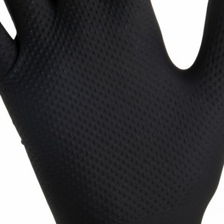 Перчатки нитриловые сверхпрочные с текстурой SFM MEGA TEX BLACK, Германия, 25 пар (50 штук), размер 8-9 (большой)