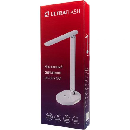 Светильник Ultraflash UF-802 C01 белый (Led настольный, 12Вт, 3ур. ярк CCT) Светильник Ultraflash UF-802 C01 белый (Led настольный, 12Вт, 3ур. ярк CCT)