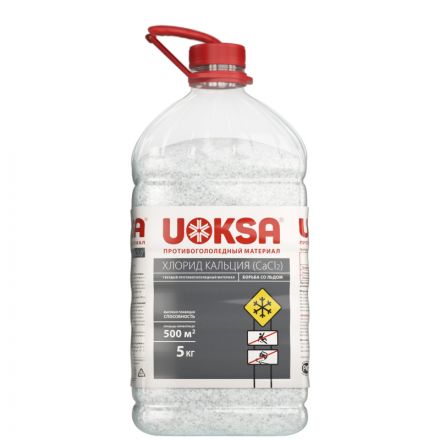 Реагент противогололедный UOKSA Хлористый кальций 5кг бутылка