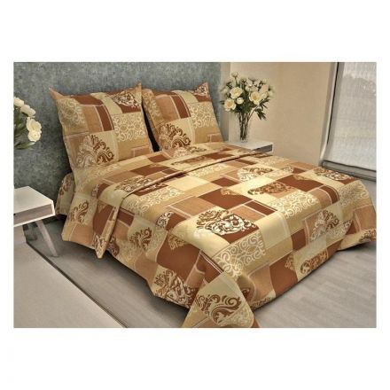 Постельное белье 1,5сп бязь 105г/м2 (нав.70х70 2шт.), Вензель бежевый