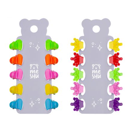 Заколки для волос MESHU, неоновые мини-крабики, 1см, 10шт., европодвес