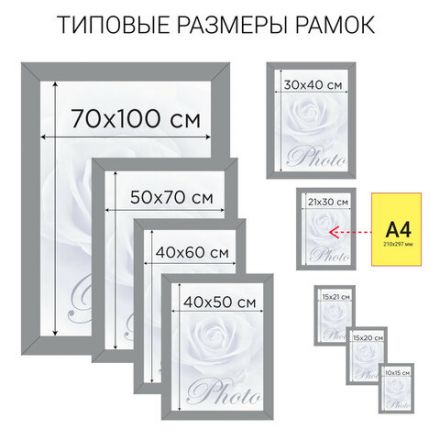 Рамка 21х30 см, пластик, багет 20 мм, BRAUBERG "HIT3", темный орех с двойной позолотой, стекло, 390985