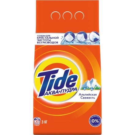 Порошок стиральный Tide Аква Пудра автомат Альпийская свежесть+ 3кг