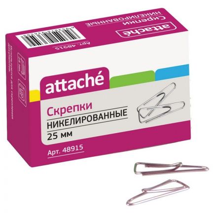 Скрепки Attache металлические никелированные 25 мм (100 штук в упаковке) СПб Скрепки Attache металлические никелированные 25 мм (100 штук в упаковке) СПб