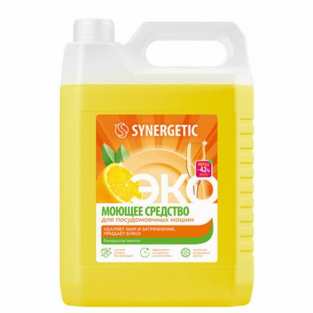 Средство для мытья посуды в посудомоечных машинах 5 л, SYNERGETIC, биоразлагаемое, ЭКО, 95 Средство для мытья посуды в посудомоечных машинах 5 л, SYNERGETIC, биоразлагаемое, ЭКО, 95