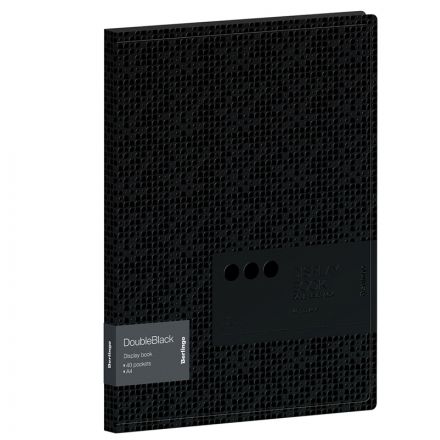 Папка с 40 вкладышами Berlingo "DoubleBlack" А4, 24мм, 600мкм, черная, с внутр. карманом, с рисунком Папка с 40 вкладышами Berlingo "DoubleBlack" А4, 24мм, 600мкм, черная, с внутр. карманом, с рисунком