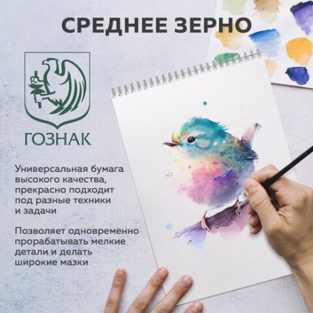 Бумага для акварели А0 (1200х840 мм), 5 листов, среднее зерно, 200 г/м2, ГОЗНАК, BRAUBERG ART CLASSIC, 114487 Бумага для акварели А0 (1200х840 мм), 5 листов, среднее зерно, 200 г/м2, ГОЗНАК, BRAUBERG ART CLASSIC, 114487