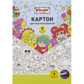 Картон цветной Комус Класс Миники 7л 7цв А4 мелован.папка