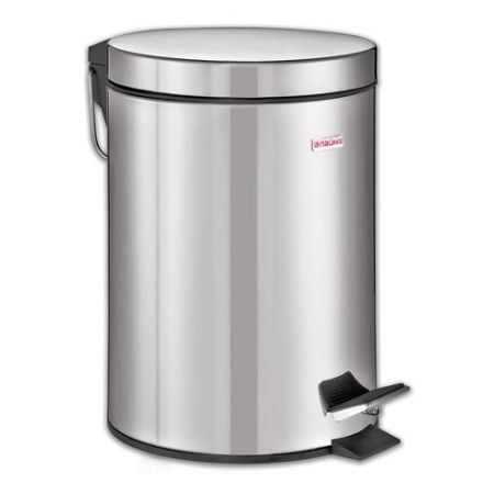 Ведро мусорное с педалью 12 литров "Classic", ЗЕРКАЛЬНОЕ, нержавеющая сталь, со съемным внутренним ведром, LAIMA, 232261