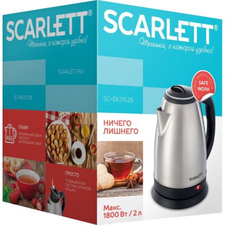 Чайник Scarlett SC-EK21S26, 2л, 1800Вт, (серебристый)