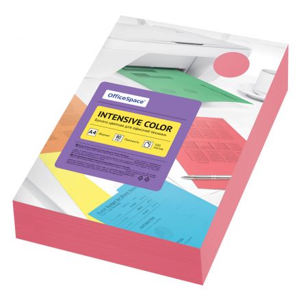 Бумага цветная OfficeSpace "Интенсив", А4, 80г/м2, 500л., (красный)
