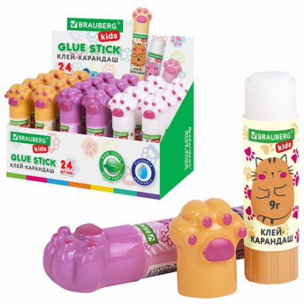 Клей-карандаш "Лапки" Cat Paw, 9 г, фигурный колпачок, BRAUBERG KIDS, 271981 Клей-карандаш "Лапки" Cat Paw, 9 г, фигурный колпачок, BRAUBERG KIDS, 271981