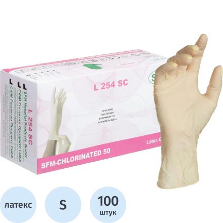Перчатки мед. смотров. латекс. нестер. н/о текстурир. SFM (S) 50пар/уп